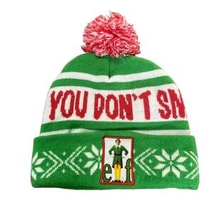 Buddy Elf Beanie‎ "You Don't Smell Like Santa" Pom Hat Cap Green Christmas OSFM